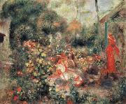 Pierre Renoir Young Girls in a  Garden in Montmartre painting